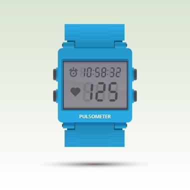 Vector pulsometer, illustration of heart beat rate monitor. clipart