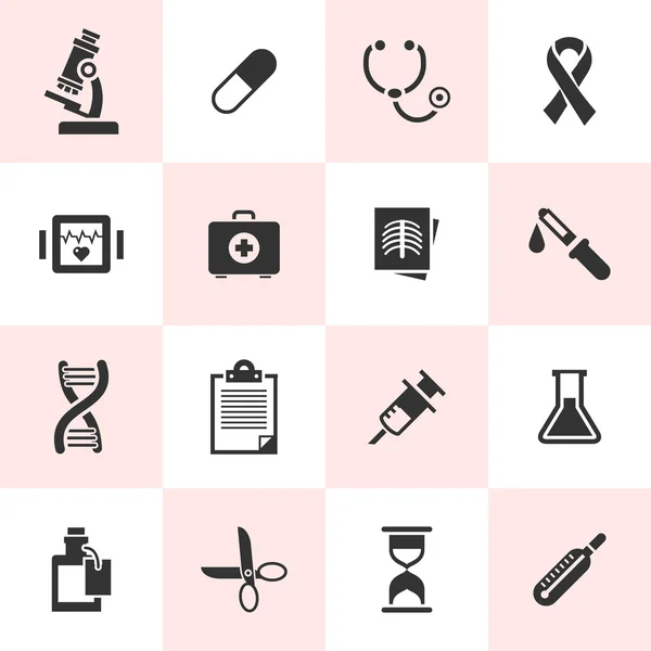 Set of black vector medical icons. — Stock Vector