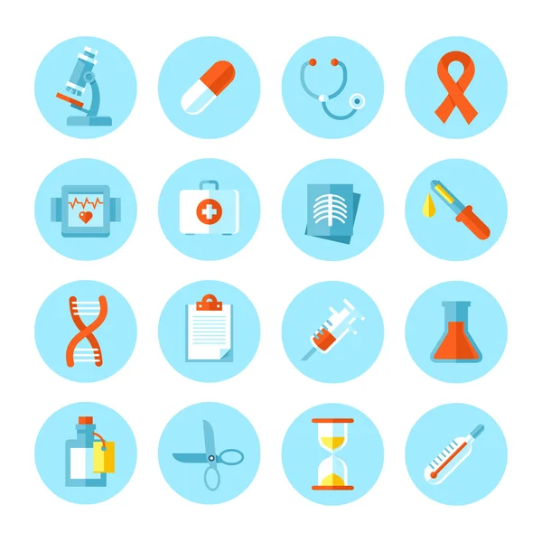 Conjunto de iconos médicos de vector plano . — Archivo Imágenes Vectoriales