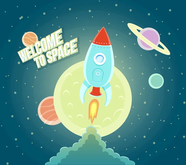 alan roket gemi gökyüzü simgesi karikatür modern düz tasarım.