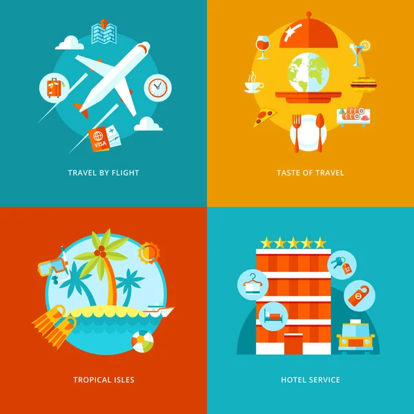 Vector travel and tourism icons set. — Stock Vector