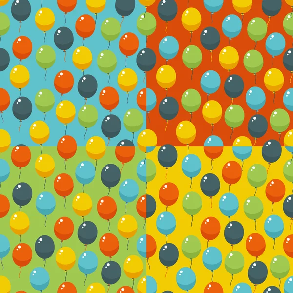 Цветные шарики для вечеринки. День рождения, свадьба, юбилей, юбилей, свадьба и выигрыш приглашения. Бесшовные фоны . — стоковый вектор