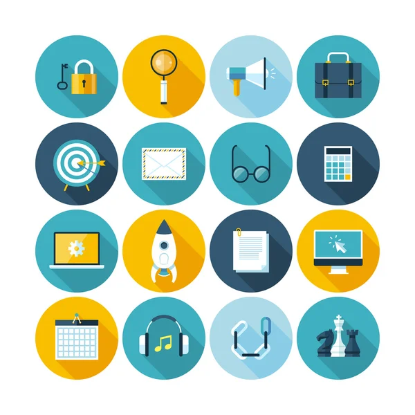 Modern düz simgeler koleksiyonu uzun gölge etkisi ile vektör.