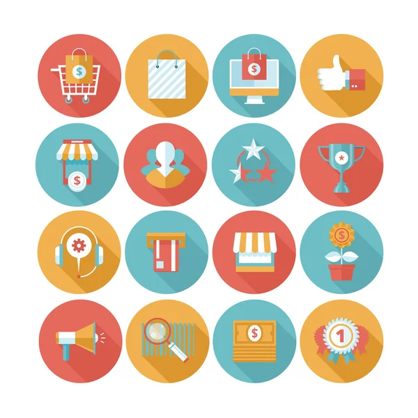 Conjunto de iconos planos de compras — Vector de stock