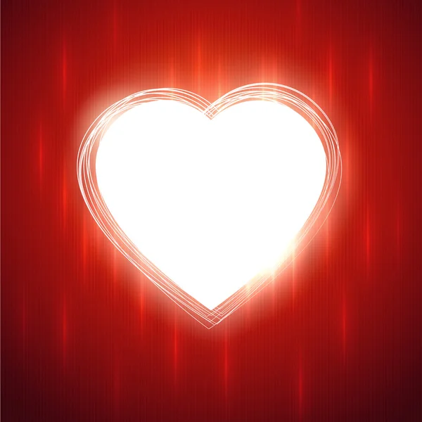 White glowing heart shape on red stylish background. — Stock Vector