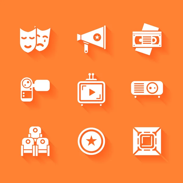 Conjunto de iconos de cine blanco . — Vector de stock