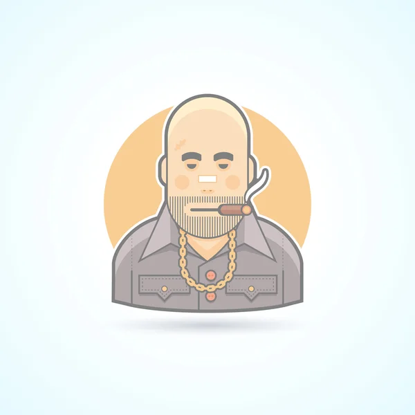 Criminal, gangster, bouncer icon. Avatar and person illustration. Flat colored outlined style. — Stock Photo, Image