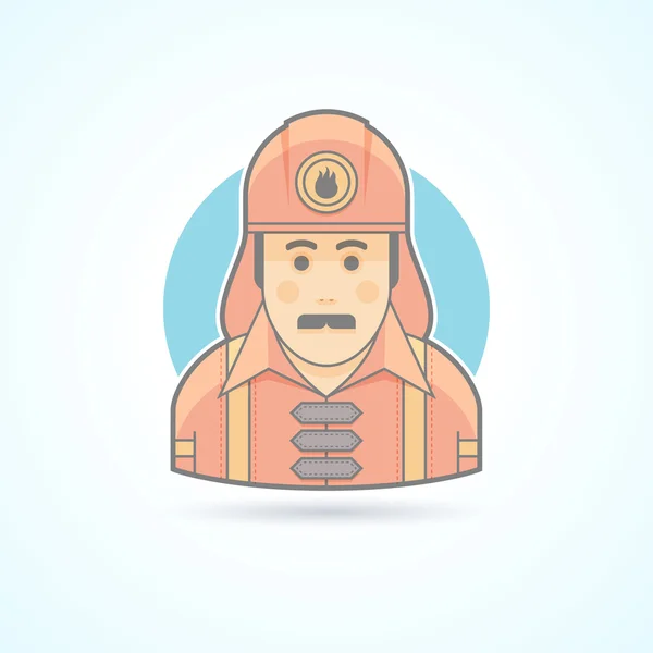 Firefighter, fireman icon. Avatar and person illustration. Flat colored outlined style. — Stock Photo, Image