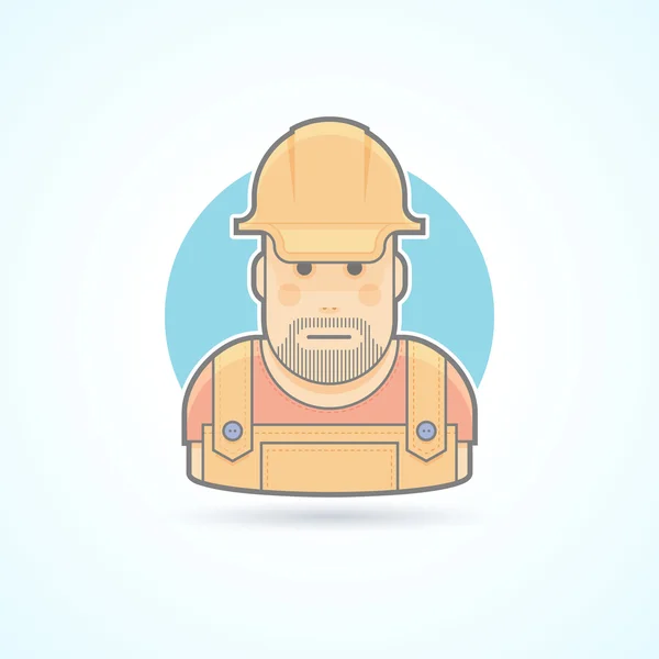 Worker, repairman, master icon. Avatar and person illustration. Flat colored outlined style. — Stock Photo, Image