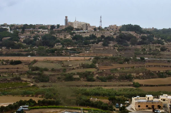 Vue Aérienne Terrain Des Bâtiments Près Mdina Malte — Photo