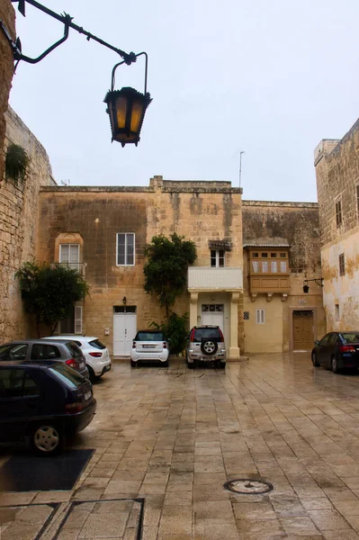 Bâtiment Historique Lumière Mdina Malte Jour Automne Pluvieux — Photo