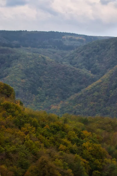 Colline Della Valle Del Reno Una Nuvolosa Giornata Autunnale Germania — Foto Stock