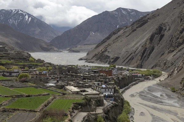 Maisons locales à Kagbeni dans le district inférieur de Mustang, Népal — Photo