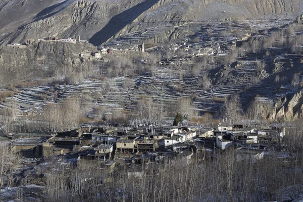 Maisons locales au village de Muktinath dans le district inférieur de Mustang, Nep — Photo