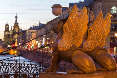 Lion wings at Bank Bridge at St.Petersburg, Russia