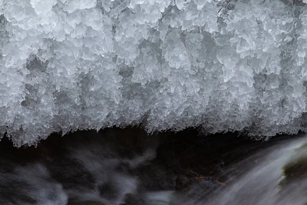 Agua Que Fluye Bajo Hielo Que Derrite Concepto Del Calentamiento — Foto de Stock