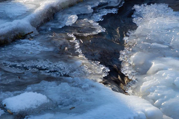 Fließendes Wasser Unter Schmelzendem Eis Konzept Der Globalen Erwärmung — Stockfoto