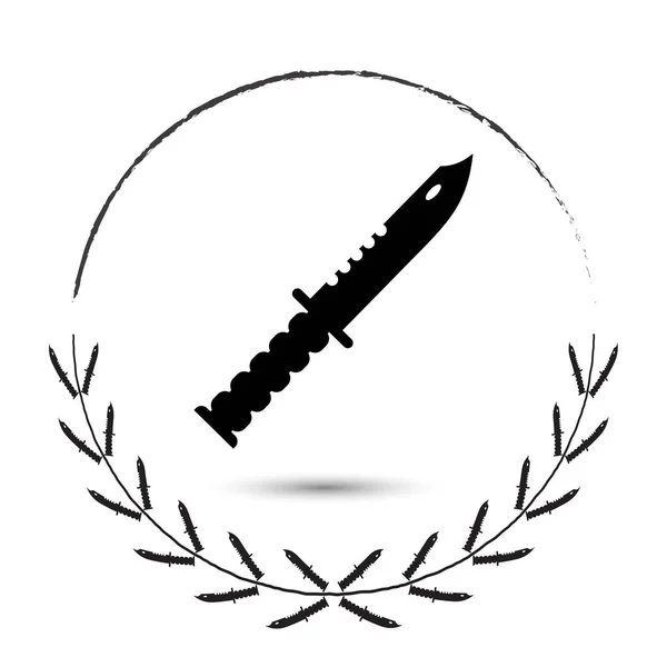 Hunter knife icon in wreath made of knives — Stock Vector
