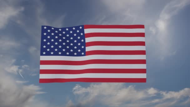 바람에 흔들고 있는 미국 국기 — 비디오