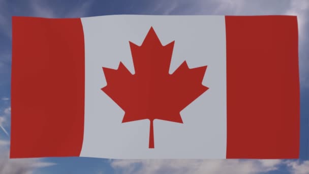 Kanadská vlajka vlnící se proti větru — Stock video