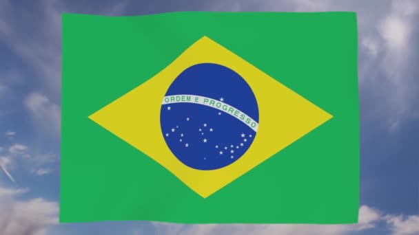 Flag of Brazil waving at wind — Stock Video