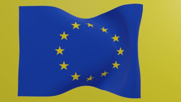 Europeiska unionens flagga viftar med 3d — Stockvideo