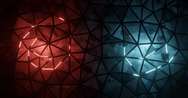Абстрактна полігональна анімація з сяючими блискучими вогнями — стокове відео