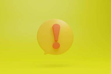 Sarı ünlem işareti sembolü 3d illüstrasyon