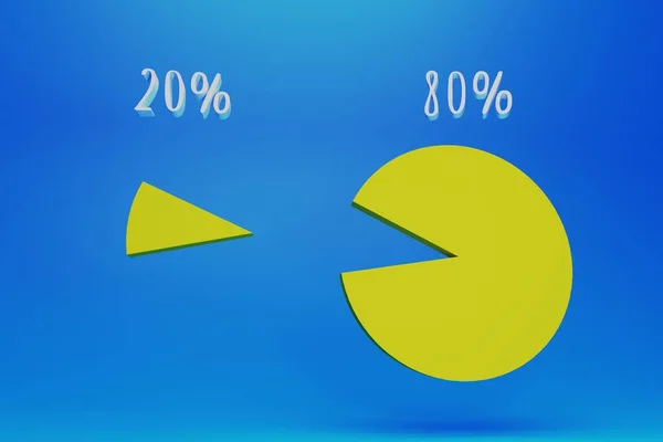 Stylish 3d render illustration of pareto principle 80 20 rule Stock Image