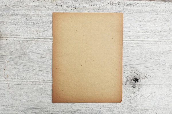 Old Kraft Brown Vintage Paper Texture Grey Wooden Table Suface — Stock Photo, Image