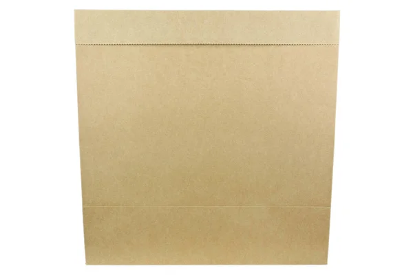 Saco Papel Marrom Kraft Fundo Isolado Branco — Fotografia de Stock