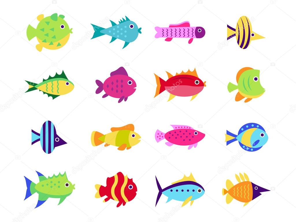 Cute Fish Vector Illustration Icons Set Stock Vector C Celticlit