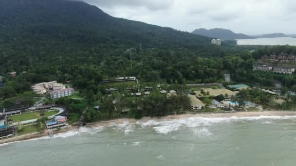 Kreativní Letecké Záběry Santubong Damai Pláže Sarawak Malajsie Jihočínského Moře — Stock video