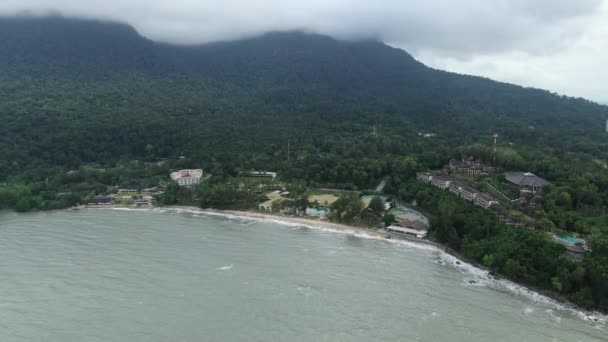 Kreativa Flygbilder Santubong Och Damai Stränder Sarawak Malaysia Bredvid Sydkinesiska — Stockvideo