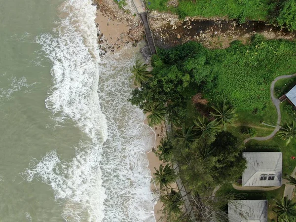 サラワク州サントゥオン 2020年12月29日 南シナ海に面したサラワク州のサントゥオンビーチとダマイビーチの空中写真 — ストック写真