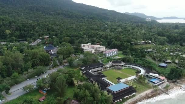 Tiros Aéreos Criativos Santubong Damai Praias Sarawak Malásia Lado Mar — Vídeo de Stock