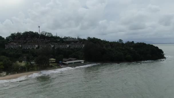 Creatieve Luchtfoto Van Stranden Van Santubong Damai Van Sarawak Maleisië — Stockvideo