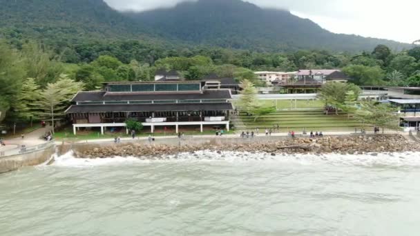 Kreativa Flygbilder Santubong Och Damai Stränder Sarawak Malaysia Bredvid Sydkinesiska — Stockvideo