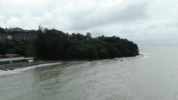 Creatieve Luchtfoto Van Stranden Van Santubong Damai Van Sarawak Maleisië — Stockvideo