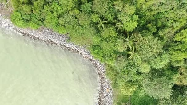 Tiros Aéreos Criativos Santubong Damai Praias Sarawak Malásia Lado Mar — Vídeo de Stock