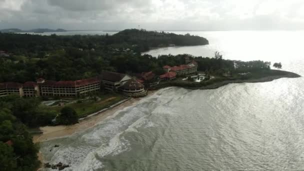 Creatieve Luchtfoto Van Stranden Van Santubong Damai Van Sarawak Maleisië — Stockvideo