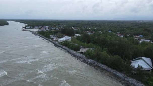 Kreativa Flygbilder Santubong Och Damai Stränder Sarawak Malaysia Bredvid Sydkinesiska — Stockvideo