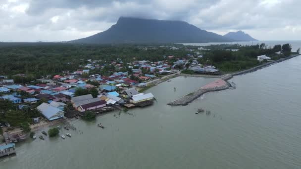 Creatieve Luchtfoto Van Stranden Van Santubong Damai Van Sarawak Maleisië — Stockvideo