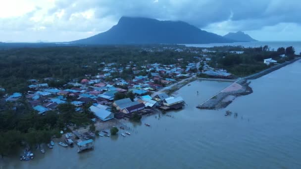 Creatieve Luchtfoto Van Stranden Van Santubong Damai Van Sarawak Maleisië — Stockvideo