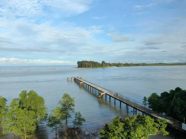 Plaża Sematan Wybrzeże Najbardziej Południowej Części Sarawak Wyspy Borneo — Zdjęcie stockowe