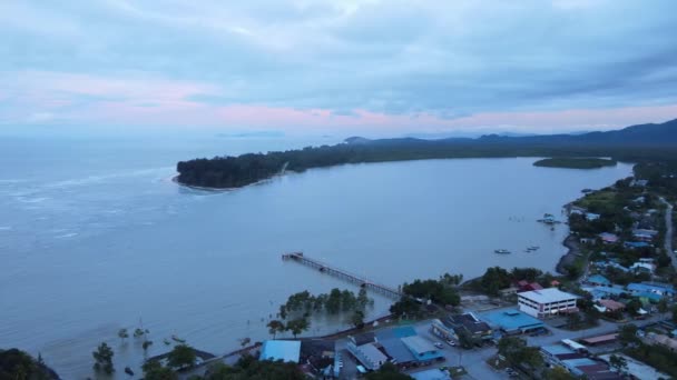 Sematan Sahili Sarawak Borneo Adası Nın Güney Kısmının Kıyı Şeridi — Stok video