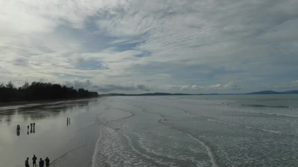 Пляж Сематан Побережье Самой Южной Части Острова Саравак Борнео — стоковое видео