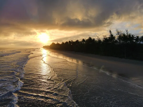 Het Sematan Strand Kustlijn Van Het Meest Zuidelijke Deel Van — Stockfoto