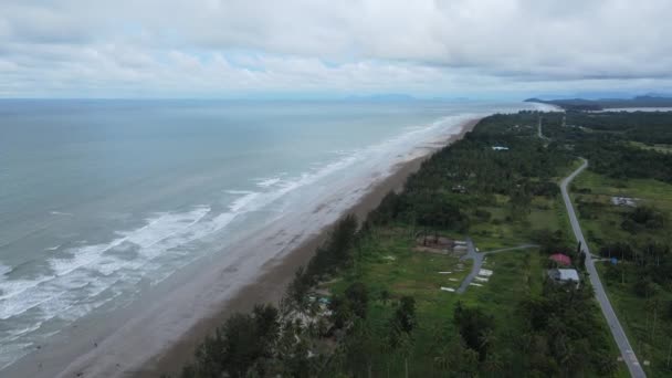 Praia Sematã Litoral Parte Mais Meridional Sarawak Ilha Bornéu — Vídeo de Stock