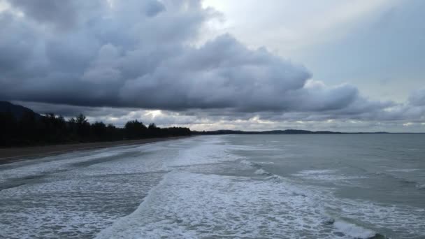 Praia Sematã Litoral Parte Mais Meridional Sarawak Ilha Bornéu — Vídeo de Stock